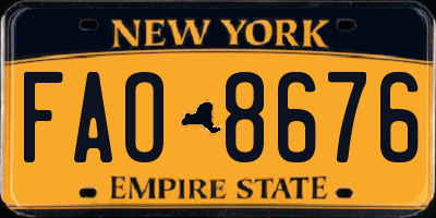NY license plate FAO8676