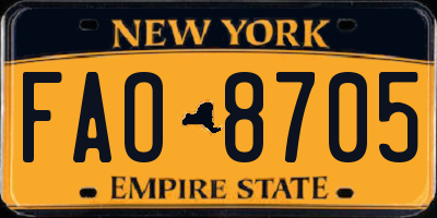 NY license plate FAO8705