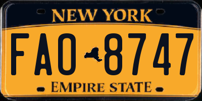 NY license plate FAO8747