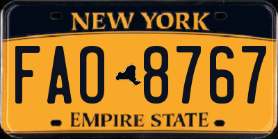 NY license plate FAO8767