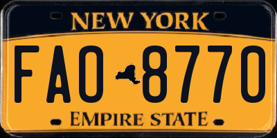 NY license plate FAO8770