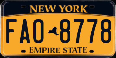 NY license plate FAO8778