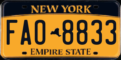 NY license plate FAO8833