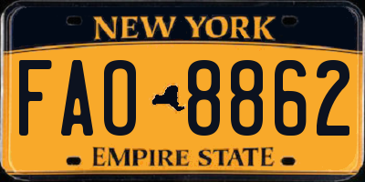 NY license plate FAO8862
