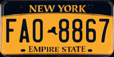 NY license plate FAO8867