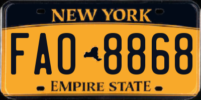 NY license plate FAO8868