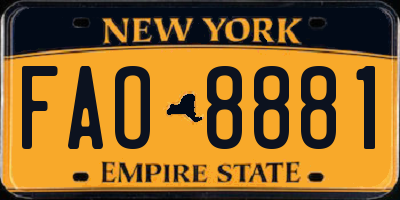 NY license plate FAO8881