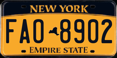 NY license plate FAO8902