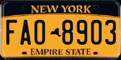 NY license plate FAO8903