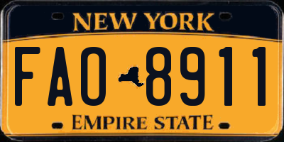 NY license plate FAO8911