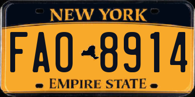 NY license plate FAO8914