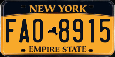 NY license plate FAO8915