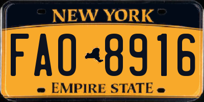 NY license plate FAO8916