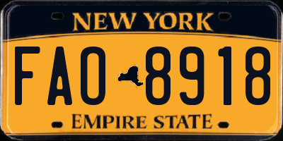 NY license plate FAO8918