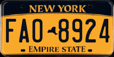 NY license plate FAO8924