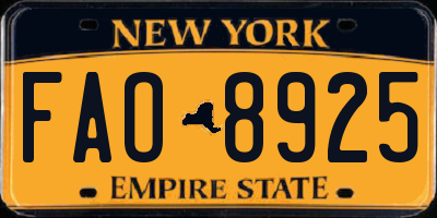 NY license plate FAO8925