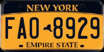 NY license plate FAO8929