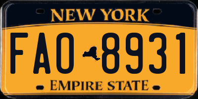 NY license plate FAO8931