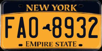 NY license plate FAO8932