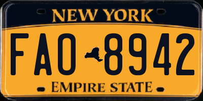 NY license plate FAO8942