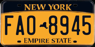 NY license plate FAO8945