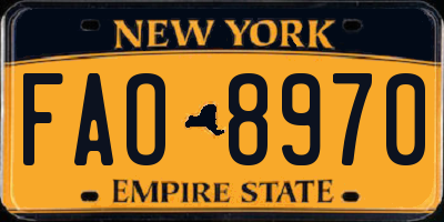 NY license plate FAO8970
