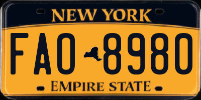 NY license plate FAO8980