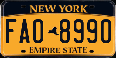 NY license plate FAO8990