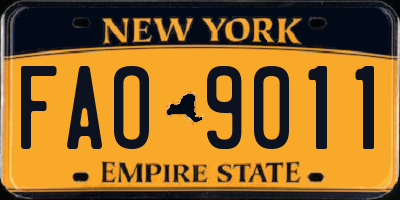 NY license plate FAO9011