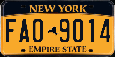 NY license plate FAO9014
