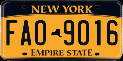 NY license plate FAO9016