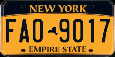NY license plate FAO9017