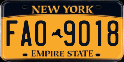 NY license plate FAO9018
