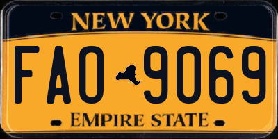 NY license plate FAO9069