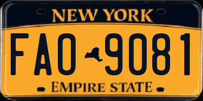 NY license plate FAO9081