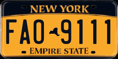 NY license plate FAO9111