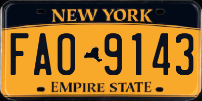 NY license plate FAO9143