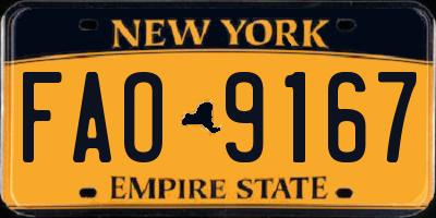 NY license plate FAO9167