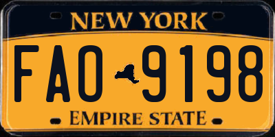 NY license plate FAO9198