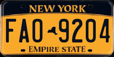 NY license plate FAO9204