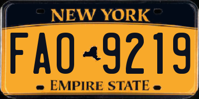 NY license plate FAO9219