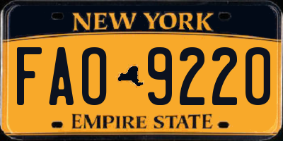 NY license plate FAO9220