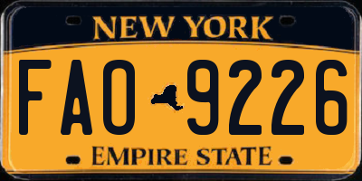 NY license plate FAO9226