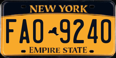 NY license plate FAO9240