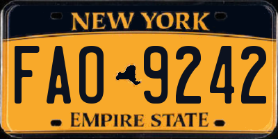 NY license plate FAO9242