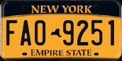 NY license plate FAO9251