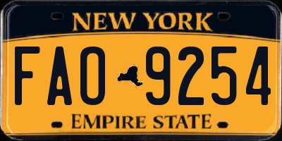 NY license plate FAO9254