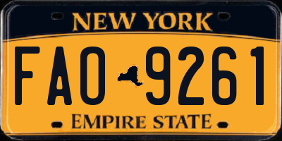 NY license plate FAO9261