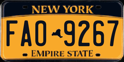 NY license plate FAO9267