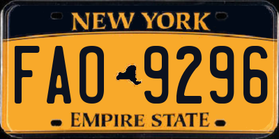 NY license plate FAO9296